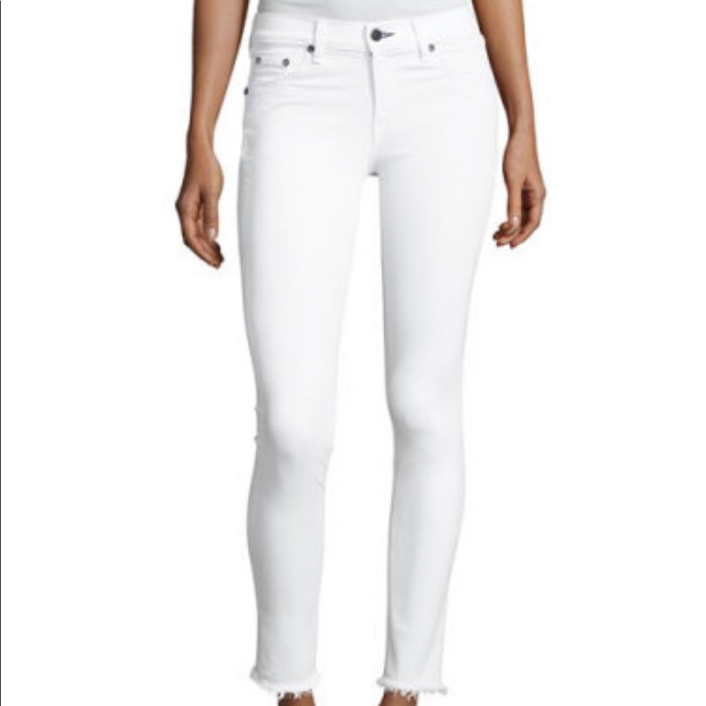 Raw hem white jeans